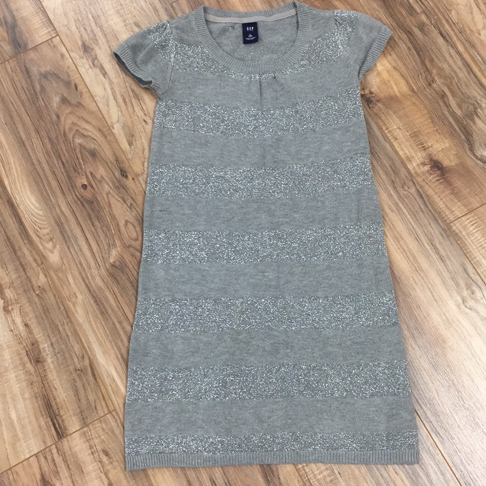 GAP Grey and silver striped girls knit dress